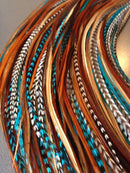 Feather Hair Extensions, 100% Real Rooster Feathers, Long Natural Colors (NBT Striped Kit) Feather Lily