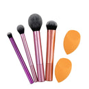 Real Techniques Makeup Brush Set with 2 Sponge Blenders for Eyeshadow, Foundation, Blush, and Concealer, 6 Piece Makeup Brush Set Real Techniques