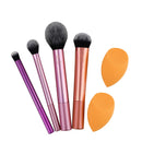 Real Techniques Makeup Brush Set with 2 Sponge Blenders for Eyeshadow, Foundation, Blush, and Concealer, 6 Piece Makeup Brush Set Real Techniques