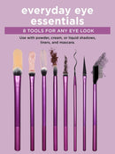 Real Techniques Eyeshadow Brush Set, Makeup with Gel Eyeliner, Flat Eye, and Eyelash Brushes, Purple, 8 Piece Real Techniques