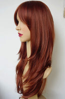 Red Long Layered Shoulder Length wig Synthetic Hair Fiber Wig for White Women (8m350s) wigbuy