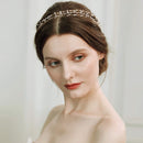 BABEYOND Bridal Headpiece Rhinestone Wedding Headband Pearl Vintage Wedding Hair Bands for Brides with Lace Ribbon (White Beads) BABEYOND