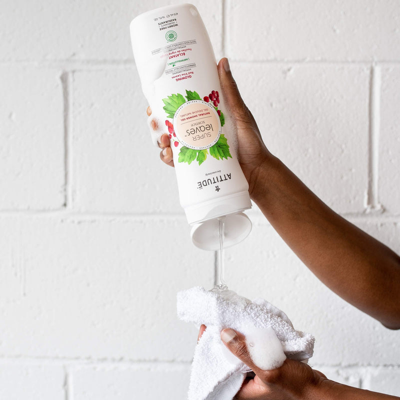 ATTITUDE Glowing Body Wash For Oily Normal Dry Skin EWG Safe Hypoallergenic Vegan CrueltyFree Body Wash 16 Fluid Ounce, Red Vine Leaves, 11294 ATTITUDE