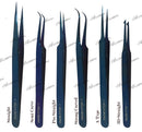Alluring TITANIUM BLUE Tweezers for Eyelash Extension for Volume Lashes Straight Alluring