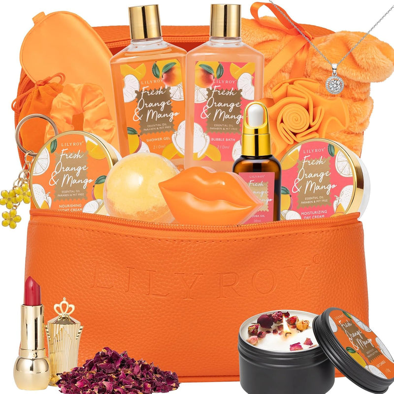 Bath and Body Gift Basket Set for Women - Coconut Vanilla Spa Gift Basket for Women 17-Piece Luxury Bath Gift Set with Shower Gel Self Care Pampering Gifts for Mothers Day, Christmas, Birthday Gifts Infinity Warehouse