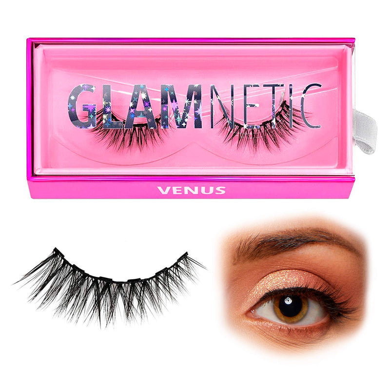 Glamnetic Lash and Liner Bundle - Venus | Vegan Magnetic Eyelashes, Short Cat Eye Faux Mink Lashes, Flared 3D Natural Look, Reusable up to 60 times - 1 Pair Glamnetic