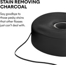 Burst Refillable Dental Floss Set with Juniper Berry Aroma, Charcoal Coating, Textured, Expanding Technology, Vegan, 12 Week Supply (32 Yards) [Packaging May Vary] (Black) Burst