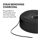 Burst Refillable Dental Floss Set with Juniper Berry Aroma, Charcoal Coating, Textured, Expanding Technology, Vegan, 12 Week Supply (32 Yards), Black Burst