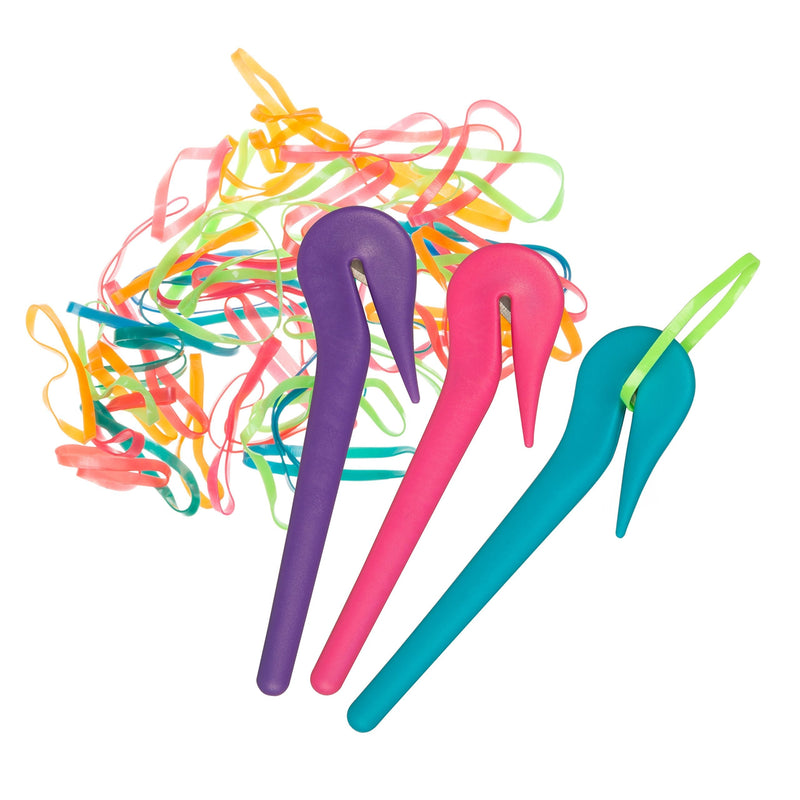 THE PONY PICK By Lolly - Hair Elastic Rubber Bands Cutter - Elastic Hair Band Remover - Pain Free - Easy Removal - 3 Pack of Pink Pony Picks & 50 Clear Elastics, Easy Grip Tools & Accessories The Pony Pick
