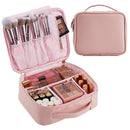 Stagiant Portable Leather Makeup Bag Train Case Portable Travel Makeup Case Storage PU Leather Cosmetic Organizer with Dividers for Girl Cosmetic Make-Up Tools Skin Care Toiletry Jewelry Pink Stagiant Store