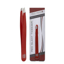 Regine Switzerland Slant Tweezer - Handmade in Switzerland - Professional Eyebrow & Facial Hair Remover - Etched Interior Grabs Hair from The Root - Perfectly Aligned Tips - Stainless Steel, Red Regine Switzerland Store