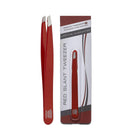 Regine Switzerland Slant Tweezer - Handmade in Switzerland - Professional Eyebrow & Facial Hair Remover - Etched Interior Grabs Hair from The Root - Perfectly Aligned Tips - Stainless Steel, Red Regine Switzerland
