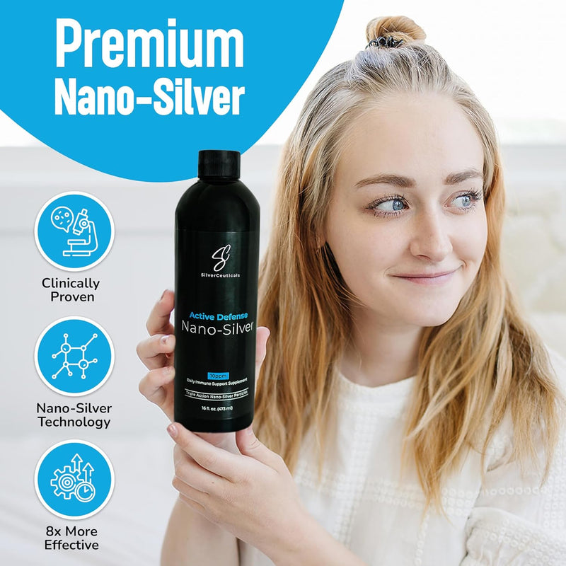 Colloidal Silver w/Nano Technology - 10ppm 16oz - 8X More Effective - Natural Immune Support - Save The Sick Days - Ages 5 & Up - Outperforms Higher PPM Silvers - No Taste & Smell - 3rd Party Tested Infinity Warehouse