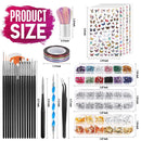 Nail Art Brushes, Nail Dotting Tools, Teenitor Nail Art Design Kit with Butterfly Nail Brush, Nail Art Stickers, Nail Foil, Nail Art Striping Tape, Nail Art Rhinestones Teenitor