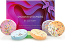 Cleverfy Aromatherapy Shower Steamers - Pack of 6 Shower Bombs. Purple Waves Set: Lavender, Cocoa & Orange, Bergamot & Mandarin, Pomegranate & Rose, Peony & Pear, Lemongrass & Coconut 8.46 OZ CLEVERFY