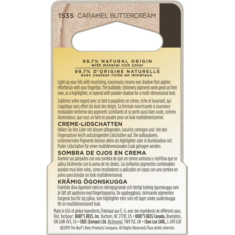 Burt's Bees Color Nurture Cream Eye Shadow With Buildable Color To Achieve Desired Intensity, Caramel Buttercream 0.25 Ounce Burt's Bees