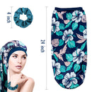 Braid Bonnet for Sleeping Sleep Bonnet Cap Long Bonnet for Braids Silky Elastic Band for Women Dreadlocks, Braid Long Hair, Curly Hair (Blue Flower) JIANGLAI