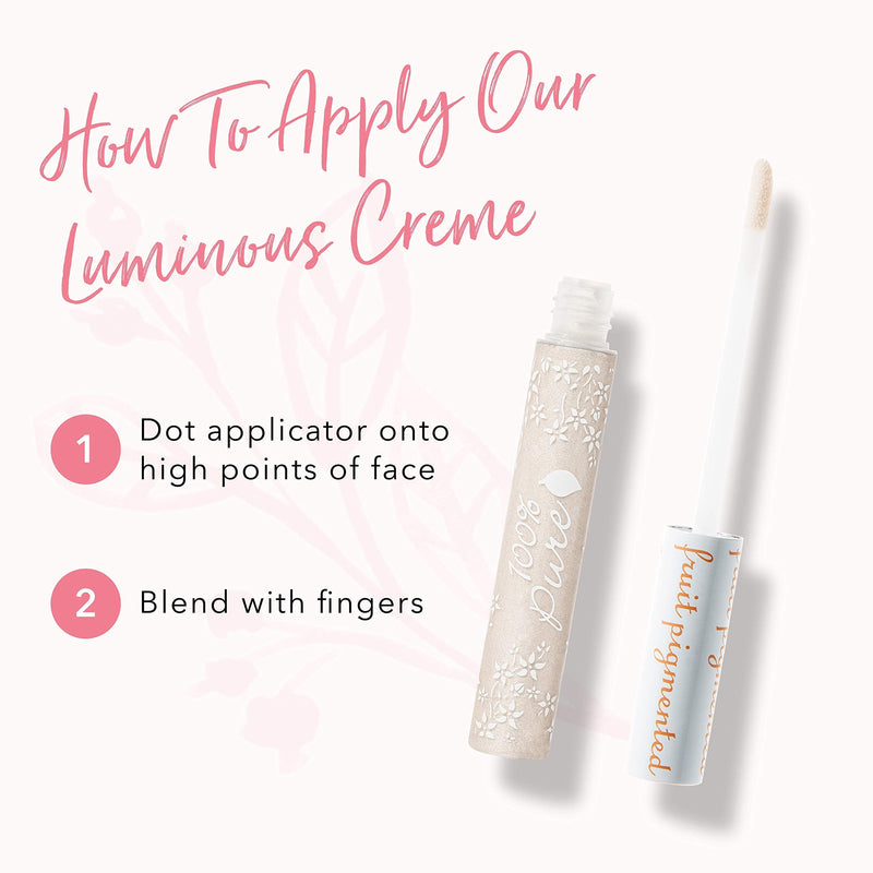 100% PURE Luminating Highlighter Creme, Northern Light, Liquid Highlighter Makeup w/ Natural Shimmer, Face Highlighter for Glowing Skin, Shimmery Finish (Cool w/ Pink-Blue Undertone) - 0.24 Fl Oz 100% PURE