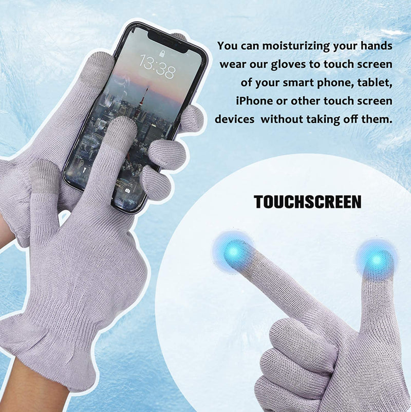 MIG4U Moisturizing Beauty Gloves Touchscreen Cotton Glove for SPA, Eczema, Dry Hands, Cosmetic Treatment, grey purple 6 pairs size l/xl MIG4U Store