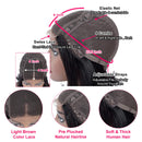 BLY Human Hair Wigs Lace Front 4x4 Closure Bob Wigs Body Wave Virgin Hair 10 Inch 150% Density Pre Plucked with Baby Hair Natural Color For Black Women BLY