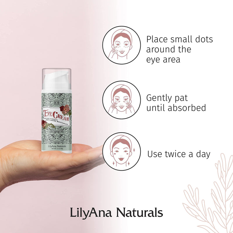 LilyAna Naturals Eye Cream - Made in USA, Eye Cream for Dark Circles and Puffiness, Under Eye Cream, Anti Aging Eye Cream - 1 oz (1-pack) LilyAna Naturals