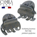 Camila Paris CP3087 French Hair Clip for Women, Set of 2 Small Gray Girls Hair Claw Clips Fashion Durable Hair Accessories for Women, Luxury Ladies Strong Hold No Slip Grip Clamp, Made in France Camila