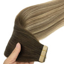 GOO GOO Blonde Tape in Hair Extensions 22 Inch Walnut Brown to Ash Brown and Bleach Blonde Remy Human Hair Extensions Tape in Hair Extensions Human Hair 20pcs 50g Long Brown Hair Extensions GOO GOO