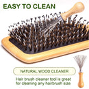 Boar Bristle Hair Brush Men Detangling Hair Brushes for Women Mens Paddle Brush Bamboo Wooden Bore Natural Hairbrush for Shine Soft Fine Hair Reduce Frizz Dry Improve Hair Texture Sonvera