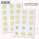 30pc Bachelorette Party Tattoos | Bride Tattoo | Perforated Temporary Metallic Gold Tattoos | Bachelorette Party Decorations | Bridesmaid Gift | Bride to Be Favor Bengum