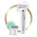 Braun Epilator Silk-épil 9 9-020 with Flexible Head, Facial Hair Removal for Women, Shaver & Trimmer, Cordless, Rechargeable, Wet & Dry, Beauty Kit with Body Massage Pad Braun