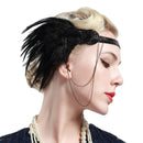 BABEYOND 1920s Flapper Headband Roaring 20s Great Gatsby Headpiece Beaded Black Feather Headband 1920s Flapper Gatsby Hair Accessories BABEYOND