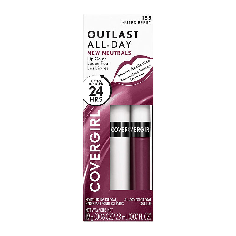 Covergirl Outlast All-Day Lip Color with Moisturizing Topcoat, New Neutrals Shade Collection, Muted Berry, Pack of 1 - Infinity Warehouse