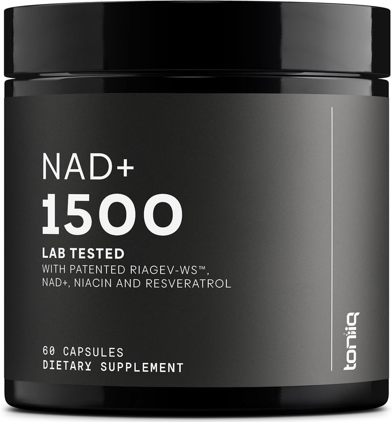 Toniiq NAD+ Supplement 1500mg - Ultra High Strength NAD Supplement with Clinically Studied Ingredients with Patented RiaGev-WS™, Resveratrol, and Niacin - 60 Capsules Infinity Warehouse