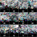 12 Boxes Holographic Nail Sequins, Teenitor Iridescent Mermaid Flakes Ultra-Thin Colorful Glitter Sticker, for Nail Art Decoration, Paillette Cosmetic Festival Glitter, Craft or Face Hair Decor Teenitor