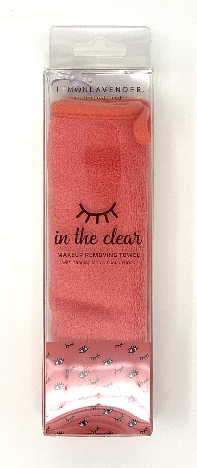 Lemon Lavender In the Clear Makeup Removing Towel with Hanging Loop and Suction Hook (Pink) DM Merchandising
