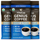 VitaCup Genius Ground Keto Coffee w/Turmeric, MCT Oil, B Vitamins, D3, Ground Coffee Medium Dark Roast, Bold & Smooth, 100% Arabica Coffee Grounds, 11 oz Infinity Warehouse