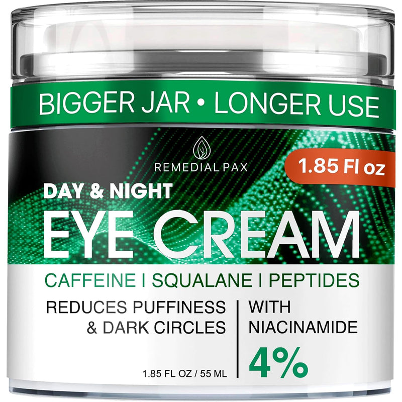 REMEDIAL PAX Eye Cream for Dark Circles and Puffiness, Bags Under Eyes Treatment, Anti-Aging Collagen Eye Cream for Wrinkles, Day & Night Caffeine Eye Cream with Niacinamide Dimethicone - Infinity Warehouse