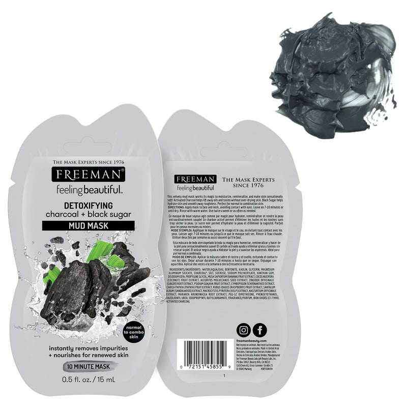 Freeman Beauty Facial Mask Variety Pack: Clay, Charcoal, Mud, and Peel Off Beauty Face Masks, 6 Count FREEMAN Store