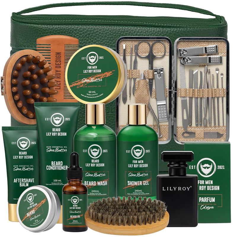 Father's Day Spa Gift Set for Men - Luxury 30-Piece Sandalwood Bath & Beard Gift Set for Men, Bath & Body Care Kit for Him with Beard Wax | Christmas, Valentine's Day, Birthday, Gift for Father Dad Infinity Warehouse