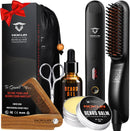 Beard Straightener for Men – 5-Temp Heated Brush with Anti-Scald Tech – Grooming Kit with Sandalwood Comb, Balm, Oil & Scissors – Gifts for Father’s Day, Anniversary & Birthdays Infinity Warehouse