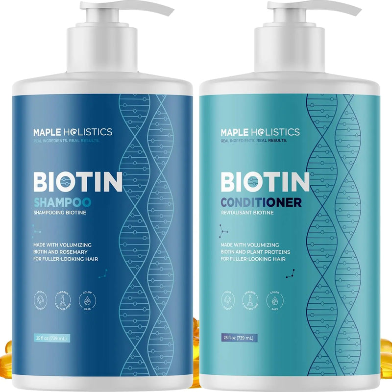 Advanced Biotin Shampoo and Conditioner Set - Thickening Sulfate and Paraben Free Shampoo and Conditioner for Hair Growth with Rice Water Black Castor Caffeine Collagen and Rosemary Oil Infinity Warehouse