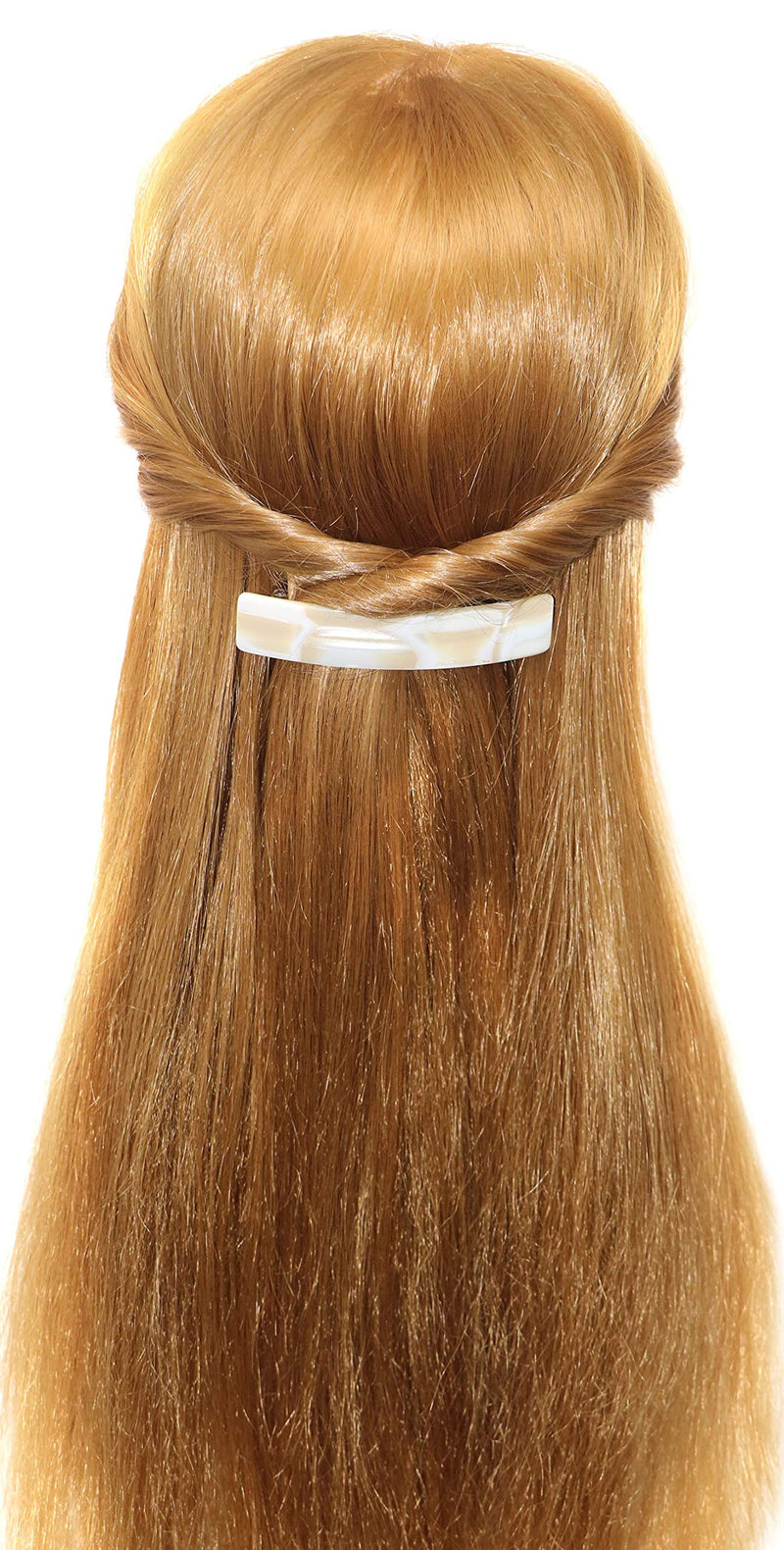 French Amie Oblong Handmade 3.5" Celluloid Automatic Hair Clip Barrette French Hair Clip for Girls Strong Hold Hair Clips for Women No Slip Durable Paris Hair Accessories, Made in France (Cream Nouget) French Amie