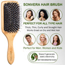 Boar Bristle Hair Brush Men Detangling Hair Brushes for Women Mens Paddle Brush Bamboo Wooden Bore Natural Hairbrush for Shine Soft Fine Hair Reduce Frizz Dry Improve Hair Texture Sonvera