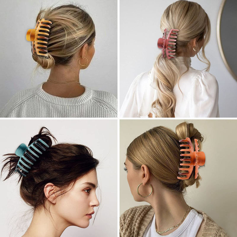 12 PCS Big Hair Claw Clips , Trendcy Colors,Matte Non-slip Material ,Strong Hold Hair For Women And Girls,Suitable For Thin Or Thick Hair,Fashion Hair Accessories,4.3 inch (4.3 inch) HQ-SITE