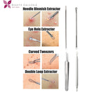 Beaute Galleria 4 Pieces Blackhead Remover Pimple Extractor Popper Bend Curved Tweezers for Acne Comedone Blemish Whitehead Zit Removal Tool Kit with Instructions BEAUTÉ GALLERIA