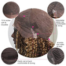 ISEE Hair Transparent Lace Front Wigs Human Hair Deep Wave Wigs 150% Density 13X4 Lace Frontal Human Hair Wigs for Black Women Pre Plucked with Baby Hair (18 Inches, Honey Blonde Highlights) ISEE