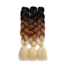 Ombre Jumbo Braiding Hair 24 inch Jumbo Braid Hair Extensions Jumbo Box Braids Crochet Hair Long for Women Kids DIY High Temperature Synthetic Fiber 3 Tones Black+ Brown+ Blonde 6 Bunldes Benehair Store
