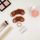 Heliums Small Copper Hair Elastics, 2mm Mini 1 Inch Hair Ties for Redheads, Kids, Braids and Fine Hair - 48 Count (Copper Dark Orange) Heliums