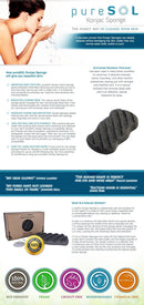 Pure SOL. Konjac Body Sponge - Activated Charcoal - Body Sponge, 100% Natural Sponge, Eco-Friendly - Gentle Exfoliating Sponge, Deep Cleansing, Improved Skin Texture, Stocking Stuffer pureSOL