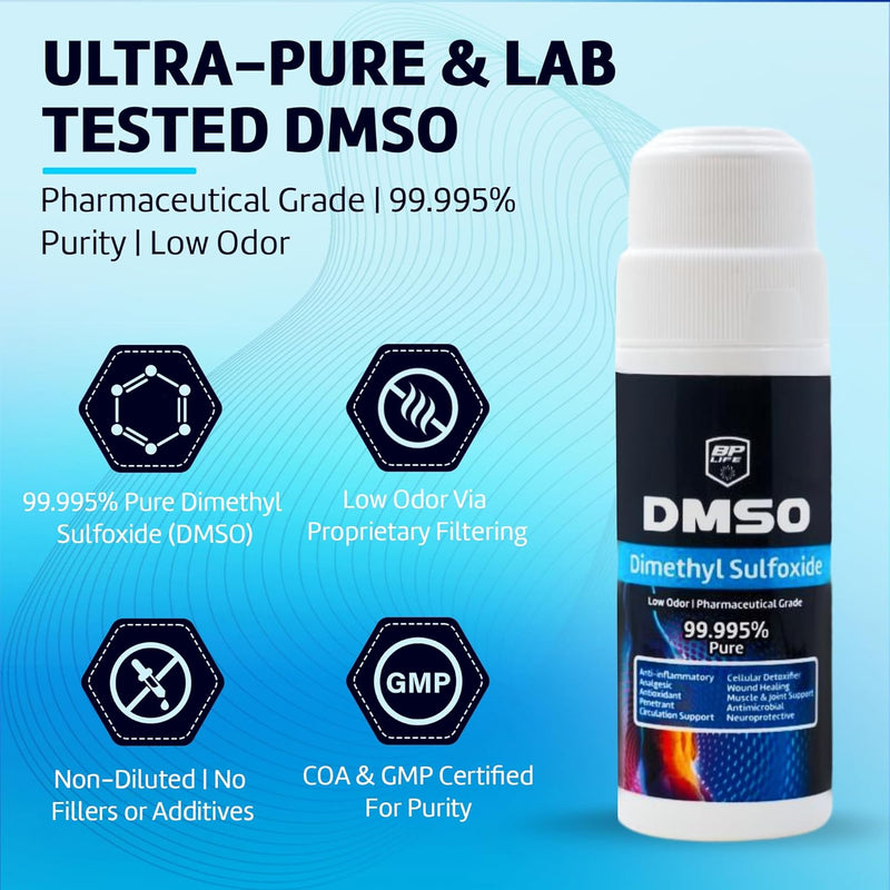 DMSO 3oz. Pharma Grade, Non-Diluted, Low Odor, Dimethyl Sulfoxide - BP Life Infinity Warehouse